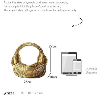 Handbags for Women New Gold Luxury Designer Brand Handwoven Noodle Bags Rope Knotted Pulled Hobo Silver Evening Clutch Chic