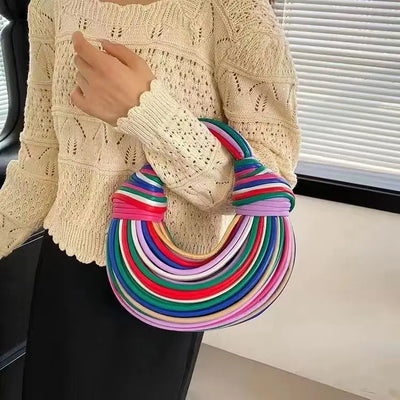 Handbags for Women New Gold Luxury Designer Brand Handwoven Noodle Bags Rope Knotted Pulled Hobo Silver Evening Clutch Chic