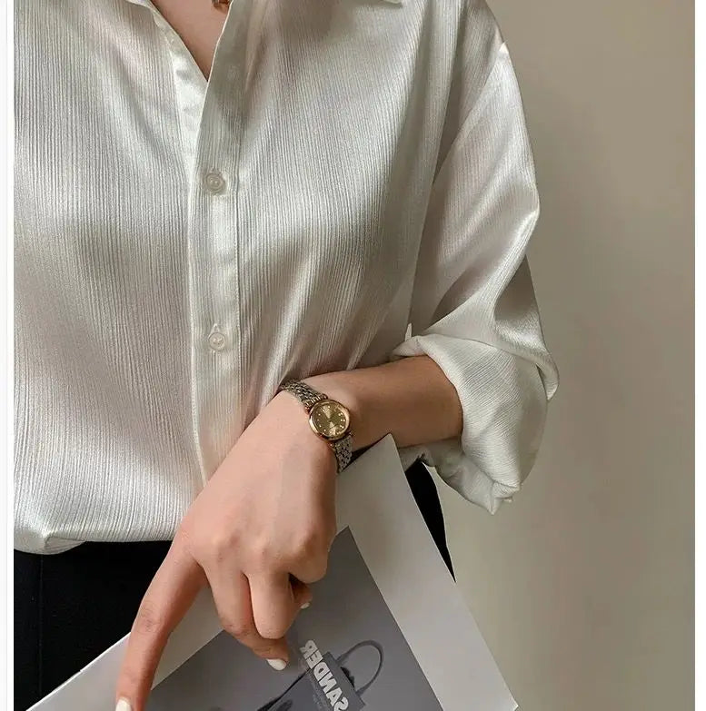Silk Shirt Vintage Blouse Spring 2025 Womens Clothing Women Sheer Top Women Longsleeve Dress Shirt Woman Overshirt