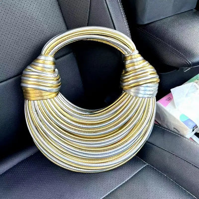 Handbags for Women New Gold Luxury Designer Brand Handwoven Noodle Bags Rope Knotted Pulled Hobo Silver Evening Clutch Chic